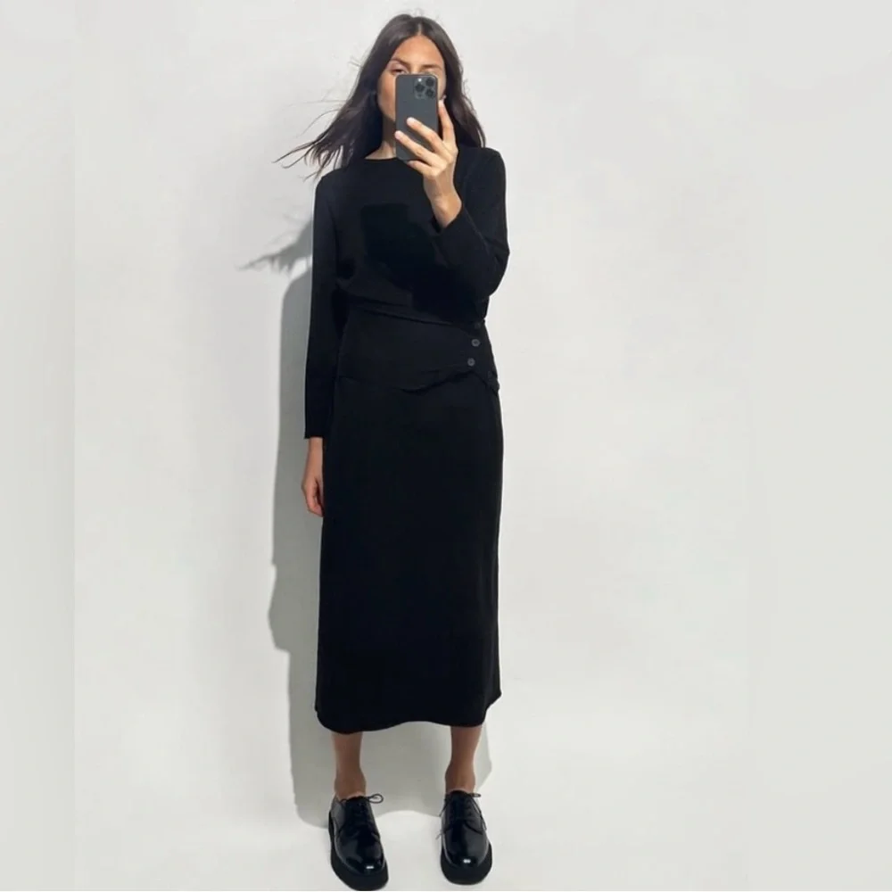Zara Sash Knit MIDI Dress - NWT Small 🖤 - Picture 1 of 9